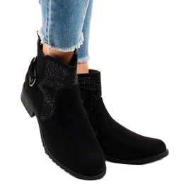 Cizme din piele de căprioară negre cu știfturi CZ220 negru 1