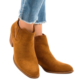 Botine din piele camelă pe stâlpul SA-3338 maro 1 Botine din piele camelă pe stâlpul SA-3338 maro 1