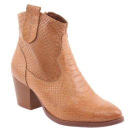 Cizme neizolate dama Anabelle 1466 Camel crocodil maro 1