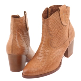 Cizme neizolate dama Anabelle 1466 Camel crocodil maro 4