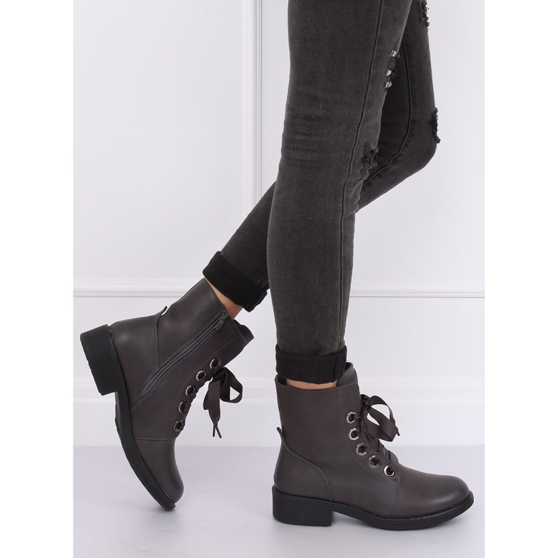 Cizme gri cu dantelă gri ZX2805 Gri 1 Cizme gri cu dantelă gri ZX2805 Gri 1