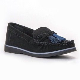 Filippo Mocasini din piele cu franjuri negru 1