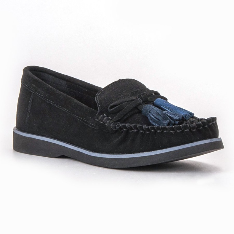 Filippo Mocasini din piele cu franjuri negru 1