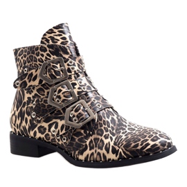 Cizme leopard fixate cu catarame 7-X7185C negru multicolor 1