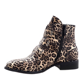 Cizme leopard fixate cu catarame 7-X7185C negru multicolor 2