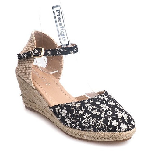 Sandale Wedge 50427 Bej negru multicolor 1