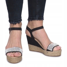 Sandale negre pe un toc delicat Diamond Shine negru 1