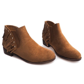 Cizme Boho ajurate Fringe 3576 Camel maro 1