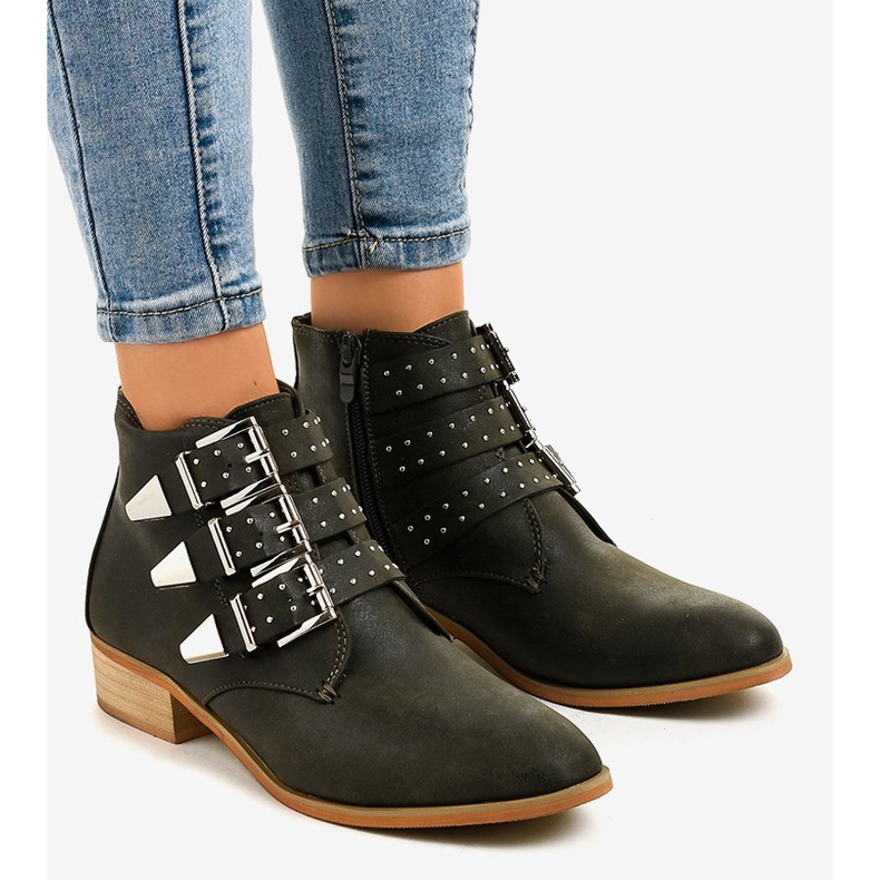 Cizme verzi cu cataramă cu fermoar A-263 verde 1