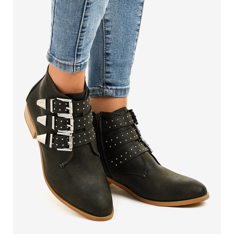 Cizme verzi cu cataramă cu fermoar A-263 verde 2