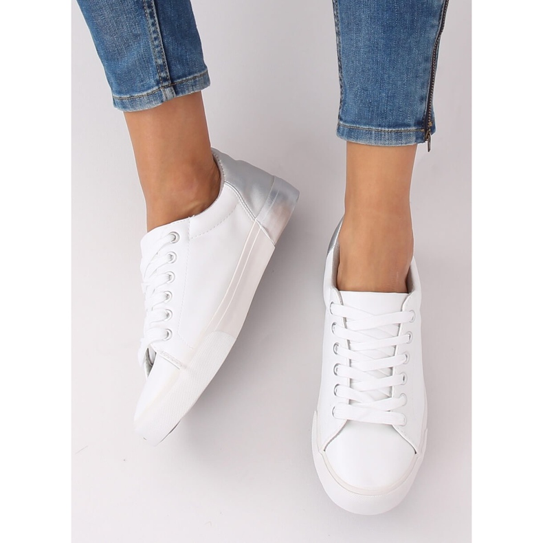 Adidași de damă albi și argintii A88-29 W-SILVER gri 2