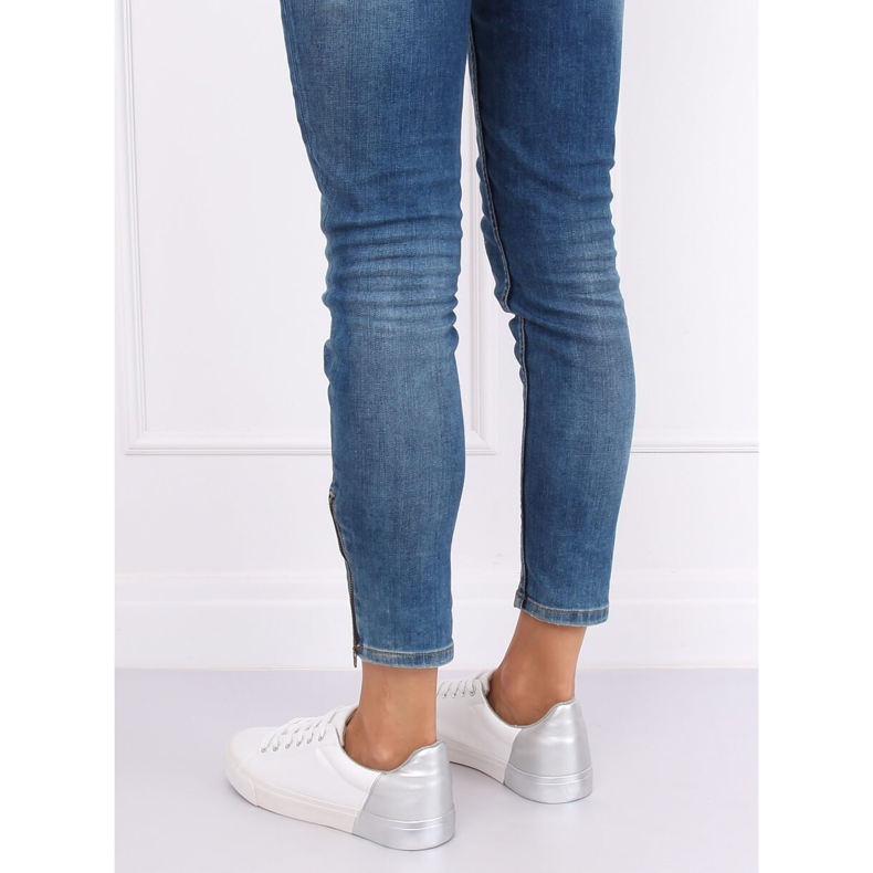 Adidași de damă albi și argintii A88-29 W-SILVER gri 1