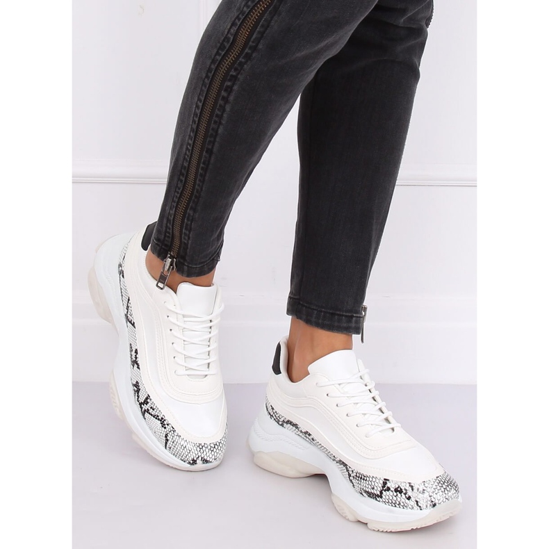 YY-02 Încălțăminte sport albă de șarpe albă multicolor 1