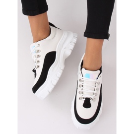 Pantofi cu talpă înaltă alb-negru PF5329 Negru 2