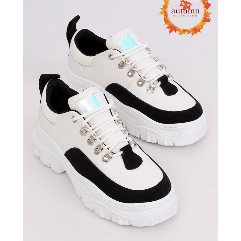 Pantofi cu talpă înaltă alb-negru PF5329 Negru 1