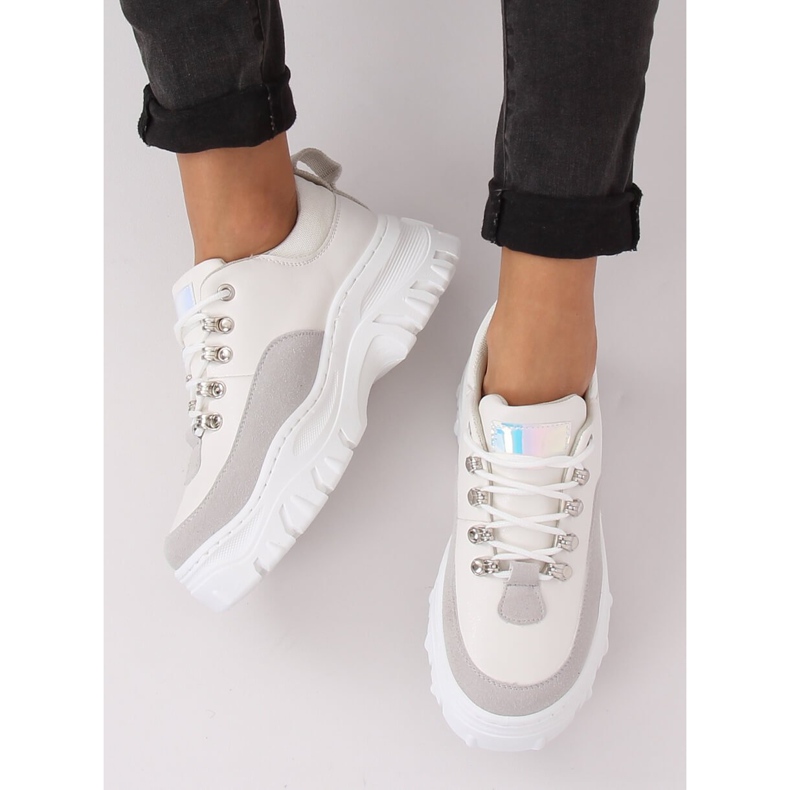 Încălțăminte cu talpă înaltă, albă și gri PF5329 Gri 1