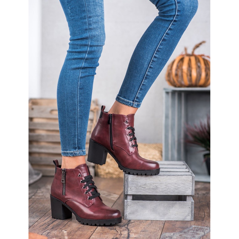 Vinceza Cizme joase pe bară roșu 2