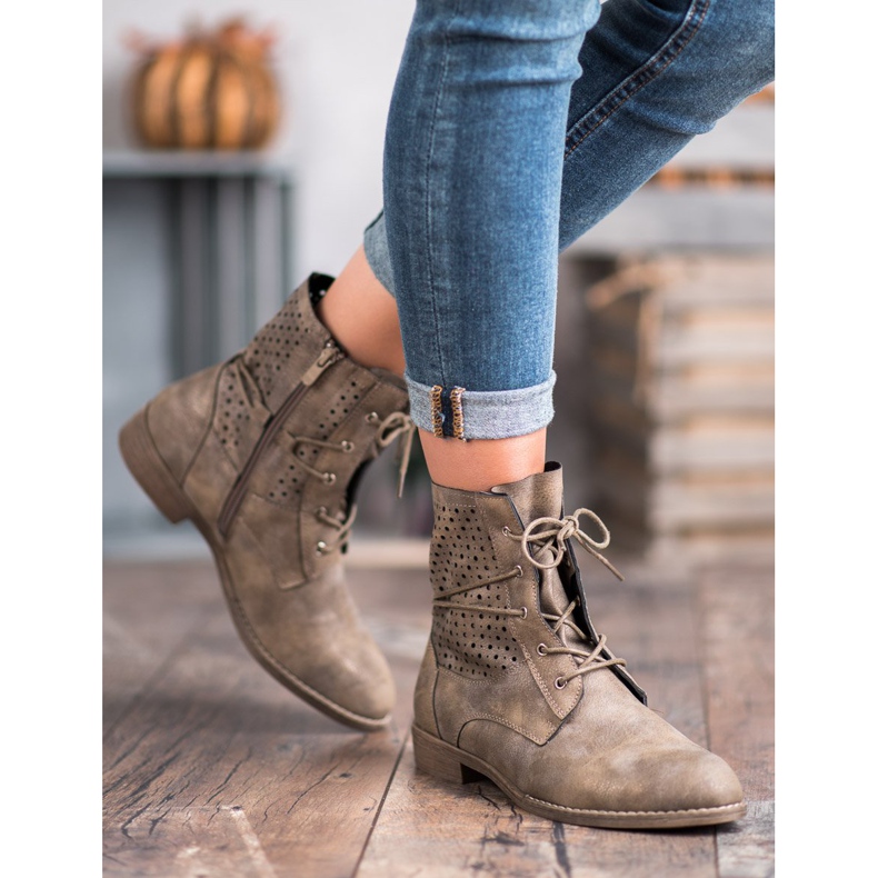 Groto Gogo Cizme la modă legate verde 1