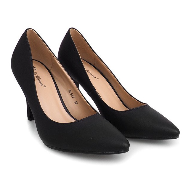 Tocuri înalte din piele de căprioară 50867 Negru 1
