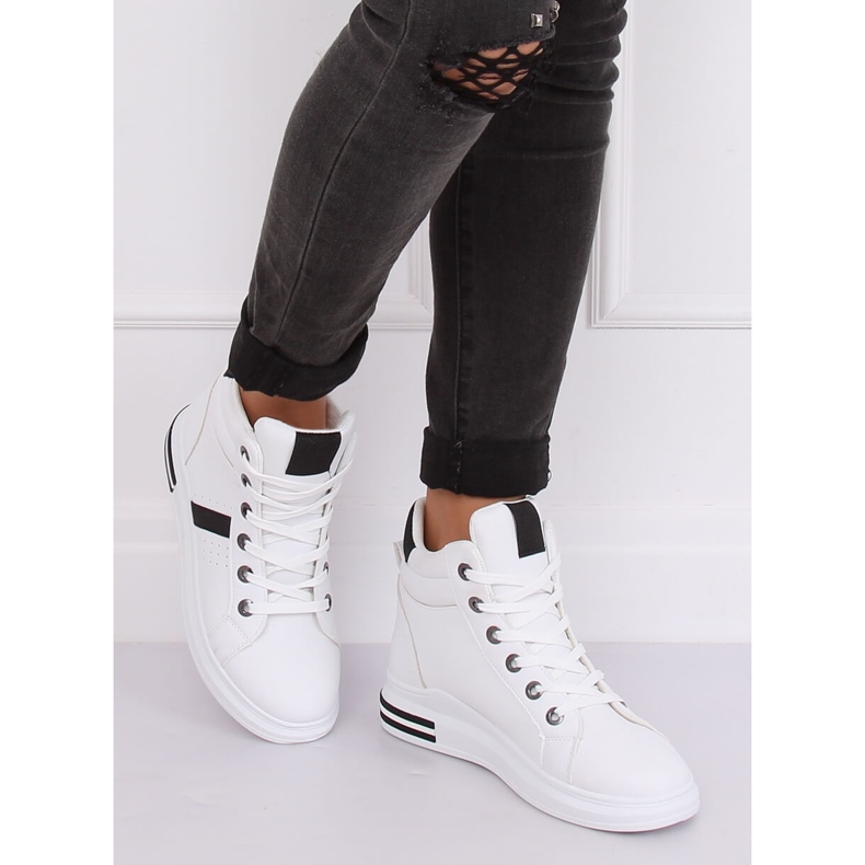 Adidași albi CB-19078 ALB / NEGRU 2