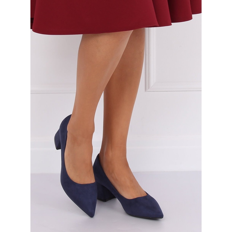 Pompe pe tocuri largi bleumarin KJ-10 D.BLUE albastru marin 2