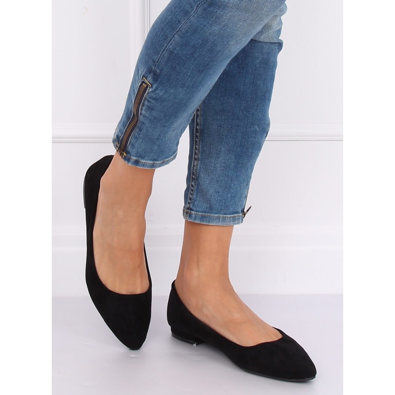 Balerini cu degetele de la picioare migdale negru RC-76 Negru 2