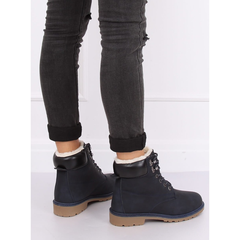 Cizme de damă din lemn izolate albastru marin 1121-PA DK.BLUE 1