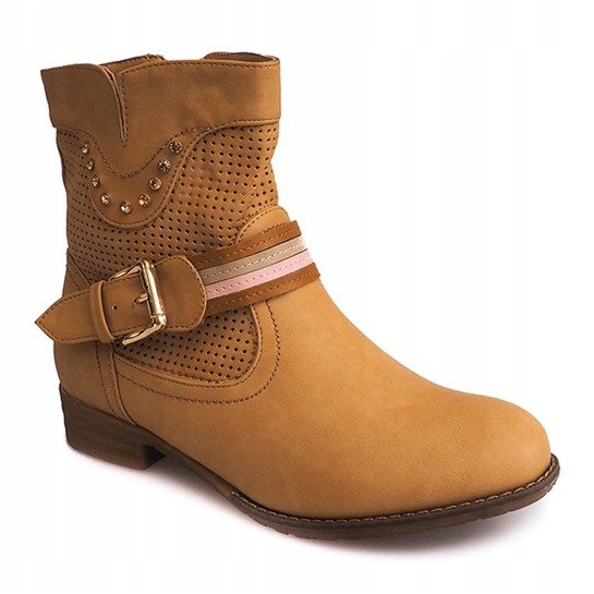 Cizme ajurate Cowboy HC230 Camel maro 1