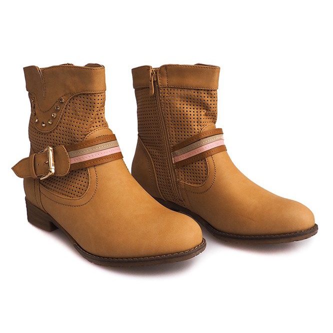 Cizme ajurate Cowboy HC230 Camel maro 2