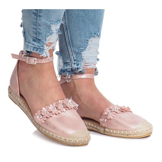 Espadrile roz cu flori Favara 2 Espadrile roz cu flori Favara 2