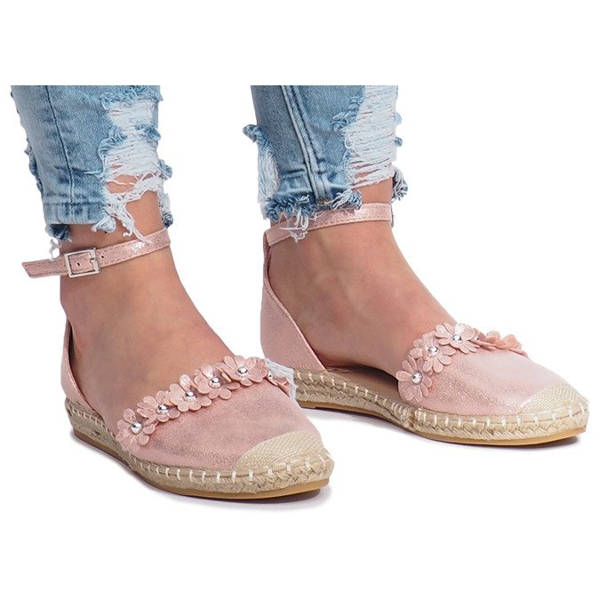 Espadrile roz cu flori Favara 1 Espadrile roz cu flori Favara 1