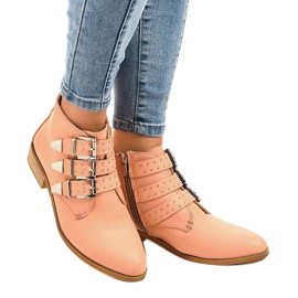 Cizme roz cu cataramă cu fermoar A-263 1 Cizme roz cu cataramă cu fermoar A-263 1