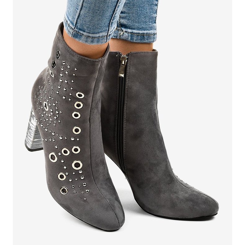 Cizme din piele de căprioară gri pe post AE28P 2