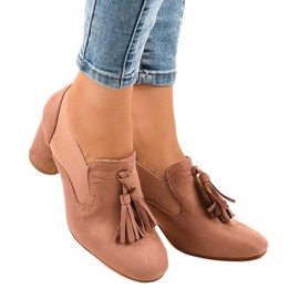 Pompe din piele de căprioară roz pe stâlpul LL-97P 1 Pompe din piele de căprioară roz pe stâlpul LL-97P 1