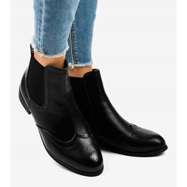Cizme negre cu piele ecologică T113 elastică negru 2