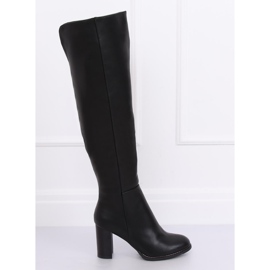 Cizme peste genunchi pe stâlp negru F128 Negru 1