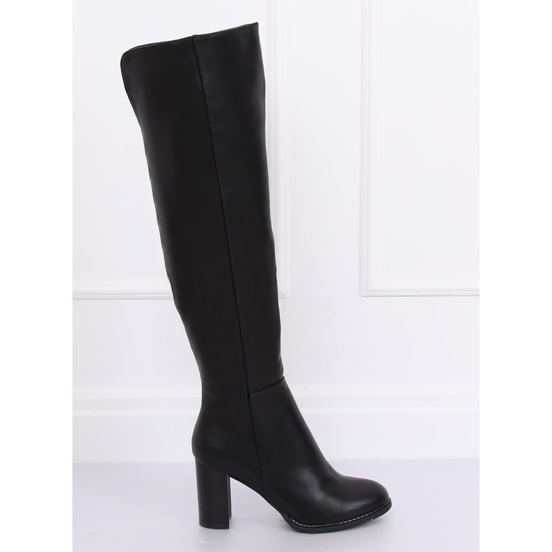 Cizme peste genunchi pe stâlp negru F128 Negru 1