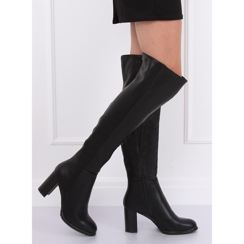 Cizme peste genunchi pe stâlp negru F128 Negru 2