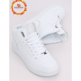 Încălțăminte sport albă și argintie cu gleznă înaltă 107-18 ALB / ARGINT 1