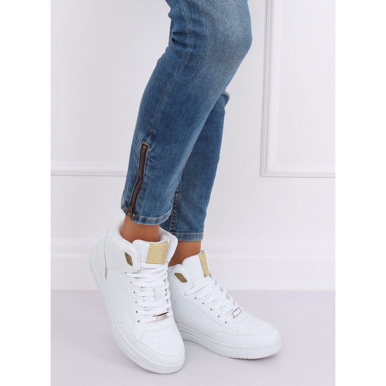 Încălțăminte sportă cu gleznă înaltă albă și aurie 107-18 ALB / AUR 2 Încălțăminte sportă cu gleznă înaltă albă și aurie 107-18 ALB / AUR 2