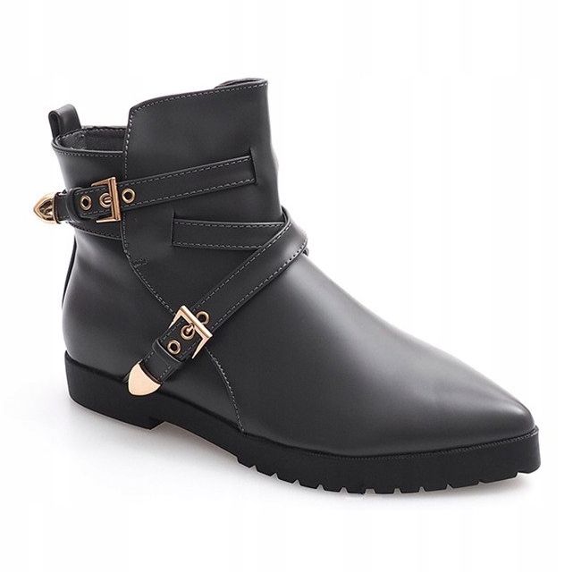 Cizme elegante calde cu cataramă HW13 Gri 2