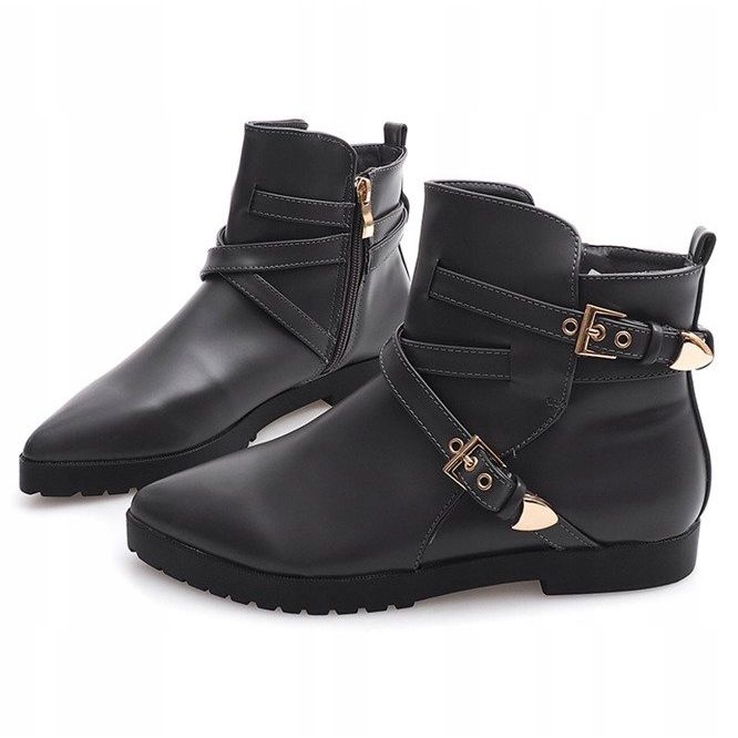 Cizme elegante calde cu cataramă HW13 Gri 1