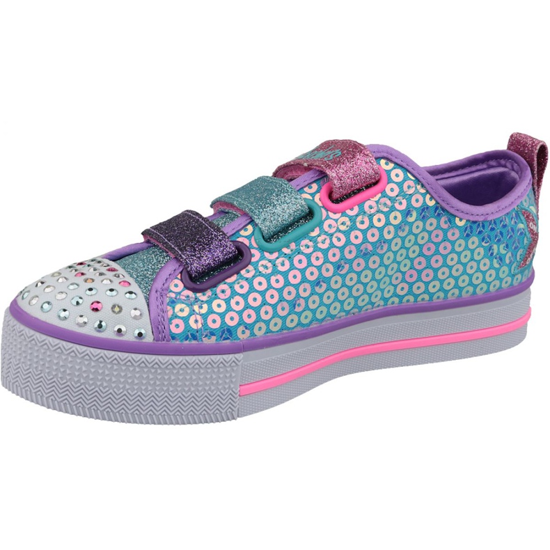 Pantofi albaștri Skechers Twinkle Lite Jr 20062L-TQMT albastru multicolor 1