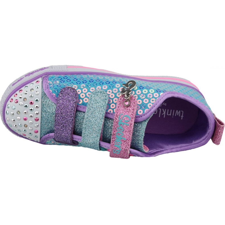 Pantofi albaștri Skechers Twinkle Lite Jr 20062L-TQMT albastru multicolor 2