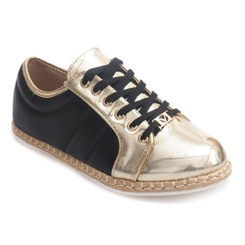 Adidași negri din espadrile din lin Q52 negru galben 1