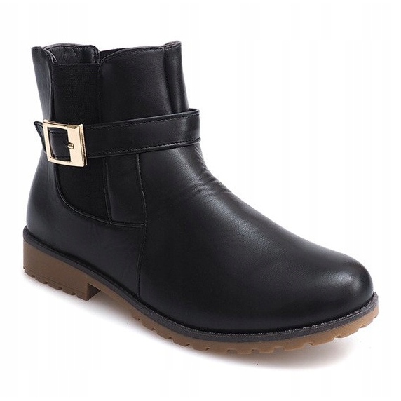 Cizme cu blană de cauciuc și cataramă E598 Negru verde 2