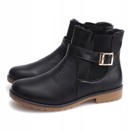 Cizme cu blană de cauciuc și cataramă E598 Negru verde 1