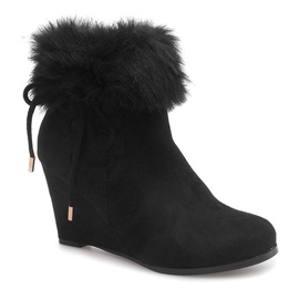 Cizme negre pe pană L6058 negru 2
