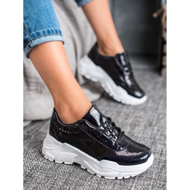 Marquiz Încălțăminte sport cu paiete negru 1