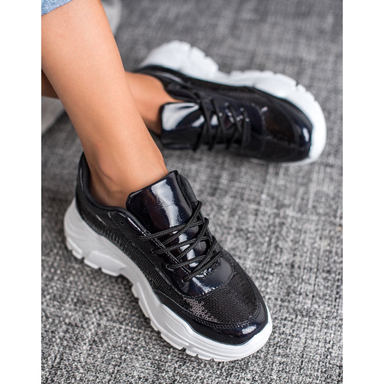 Marquiz Încălțăminte sport cu paiete negru 2